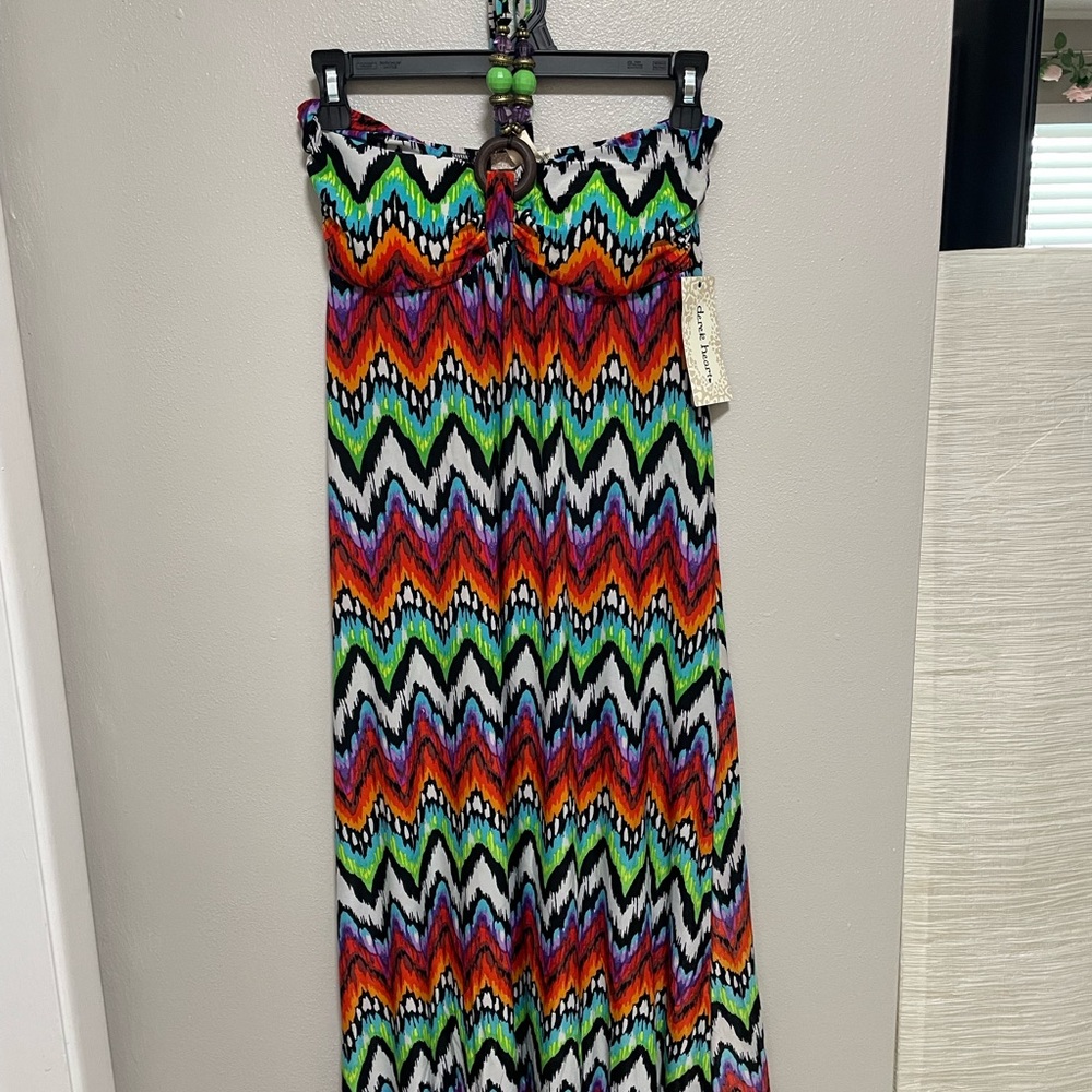 Multicolor Strapless Maxi Dress